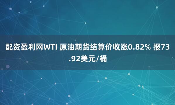 配资盈利网WTI 原油期货结算价收涨0.82% 报73.92美元/桶