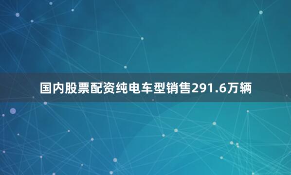 国内股票配资纯电车型销售291.6万辆